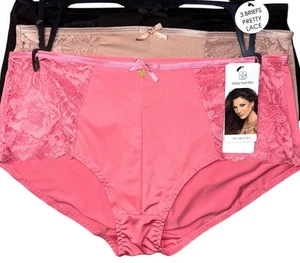 DAISY FUENTES Women’s 3-Pair Brief Hipster Underwear Panties Lace Nylon Size 2X - Picture 1 of 5