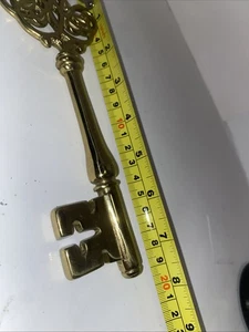 Large Heavy Solid Brass Skeleton Key Decor Paper Weight 8" presentation key - Picture 1 of 3