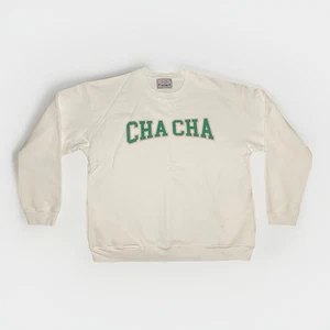 Cha Cha Matcha White Crewneck Sweatshirt White Green Sz Large - Picture 1 of 6
