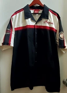 Indian Motorcycle Shop Shirt XL Short Sleeve Embroidered Camp Ivory/ Red/ Black - Picture 1 of 13
