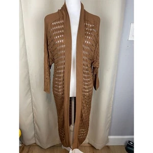 Chico’s brauner offener Strick Staubmantel Cardigan 100 % Rayon, Größe (M/L) Bohemian - Bild 1 von 7