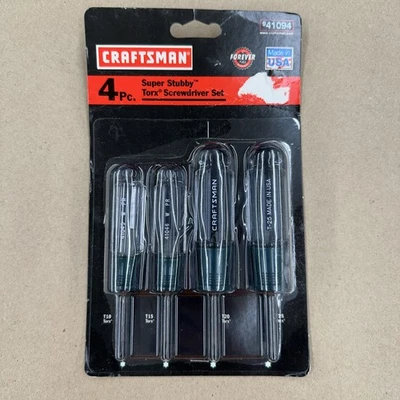 Sears Craftsman USA Nos Rare 4PC Super Stubby Torx Set 41094 Pratt Read Green Hd - Image 1 of 2