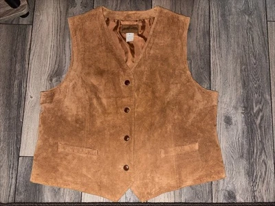 Pendleton Vest Women’s Size XL Beige Button Up Suede Leather - Image 1 of 4