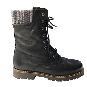 Botas Bulle para mujer de cuero negro impermeables con cordones y cremallera talla EU 39 - Imagen 1 de 10