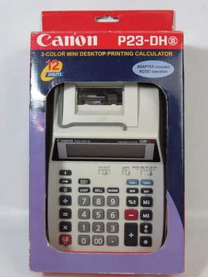 Canon P23-DH V Mini Desktop Printing Calculator - New in box (12 Digit, 2 Color) - Image 1 of 4
