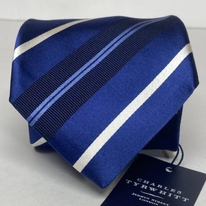 Corbata Charles Tyrwhitt Seaton azul marino texturizada rayas mezcla seda Italia 3,75” NUEVA. A46 - Imagen 1 de 13