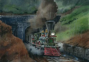 Great Locomotive Chase, Guerra Civil de Georgia. "Impresiones de acuarela de tren ""The General"" - Imagen 1 de 2
