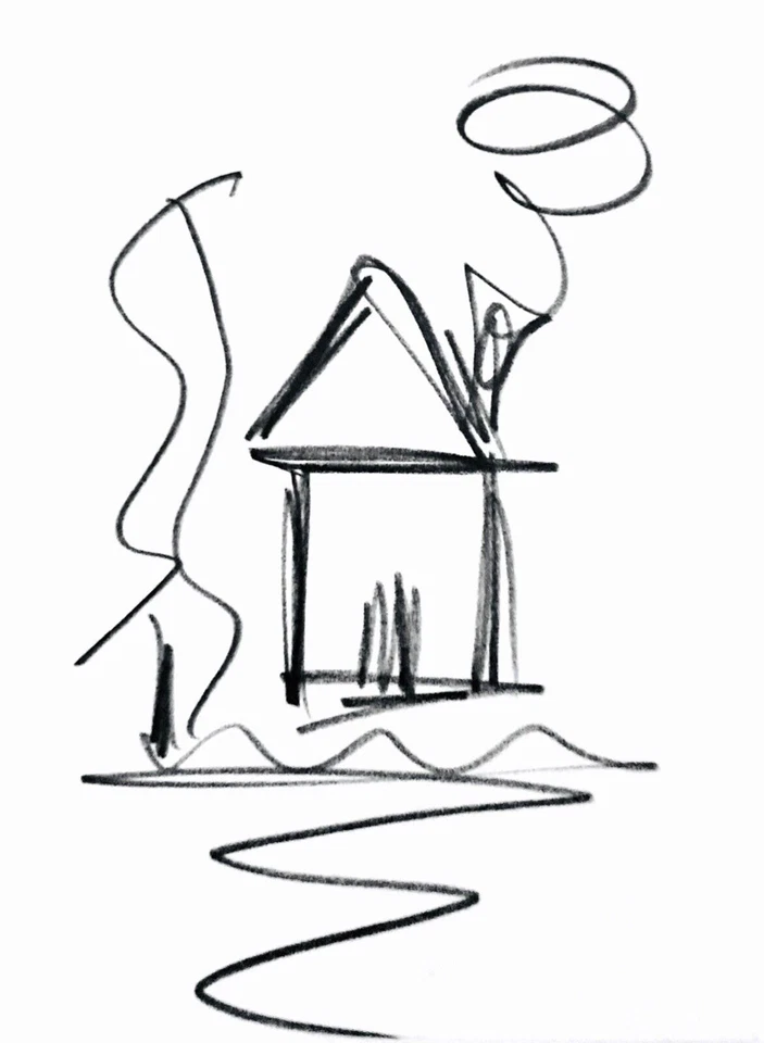 Original Dibujo Casa Hogar ATC ACEO Arte Lápiz Papel Estilizado Boceto ÚNICO EN SU CLASE Foto 1 de 1