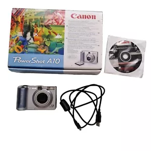 Canon Digital Camera PowerShot A10 1.3MP Silver In Original Box Tested Working - Picture 1 of 23