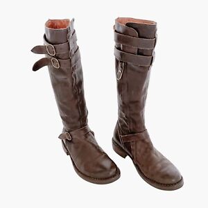 Fiorentini + Baker Riding Boots EU 36 US 6 Brown Leather Tall Knee High Buckle