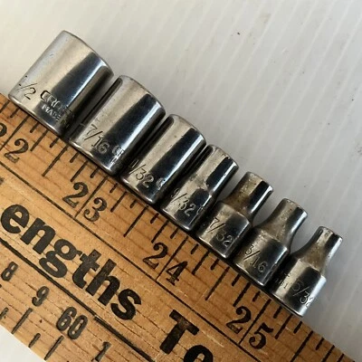 Craftsman Socket Set SAE 1/2" 7/16" 11/32" 9/32" 7/32" 3/16" 5/32" USA 1/4" Dr - Image 1 of 4