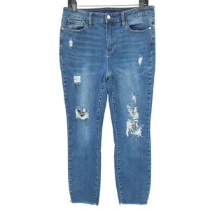 Jeans Judy blu alla caviglia taglia 13/31 vita alta effetto invecchiato lavaggio med vestibilità rilassata - Foto 1 di 12