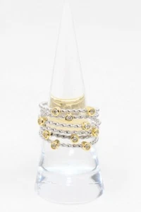 14k white and yellow gold plated over 925 S/S women rope ring lab created - Picture 1 of 4