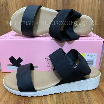 Sandalias KENSIE Everlee para mujer con correa elástica ~ negras ~ varias tallas y estado Foto 1 de 4