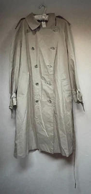 The Man's Shop Harrods Womens 42R Beige Double-Breasted Belted Trench Coat New - Image 1 of 4