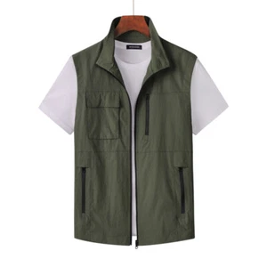 Men Waistcoat Vest Multi Pocket Gilet Sleeveless Jacket Coat Outdoor Fishing - Picture 1 of 12