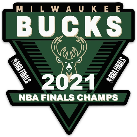 Milwaukee Bucks 2021 Champions NBA Basketball diamond logo type Die-cut MAGNET Cover