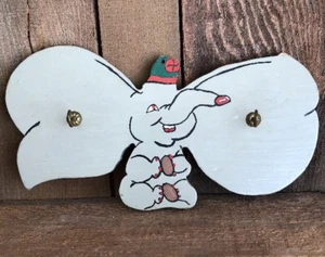 Rare Vintage BABY DUMBO Wooden Wall Plaque Key Holder Folk Art Disney Decor 8" - Picture 1 of 6