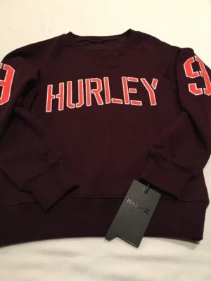 Новый Hurley молодежи мальчика S M L толстовка логотип темно-бордовый Crewneck пуловер большой детей - Изображение 1 из 4