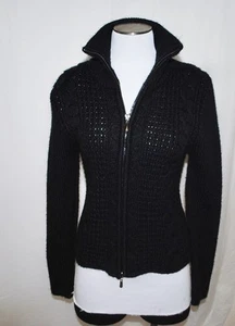 De Colección Ningqiu CHIC BoHo Capas Cremallera Negro Cable Tejido Cárdigan Suéter Prenda para el torso Camisa S - Imagen 1 de 4