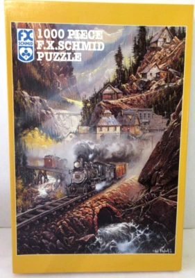 FX Schmid USA 1000 pc Puzzle SILVER BELLE RUN Railroad Train Steam - Image 1 of 2