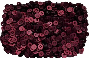 Buttons 11mm 18L Burgundy Wine Deep Red Pearlescent 4 Hole Small Button (Z12) - Picture 1 of 24