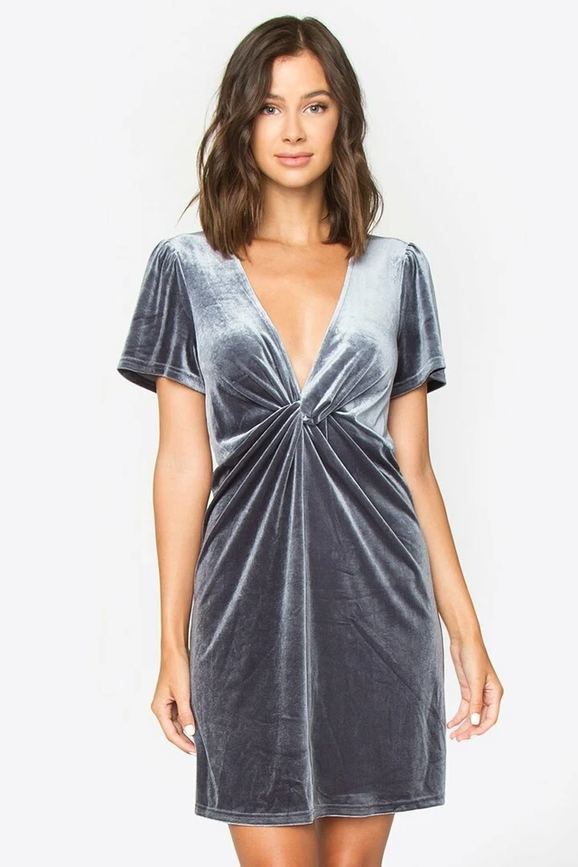 Aqua Womens Blue Velvet Knot-font Night out Mini Dress XS BHFO 5209