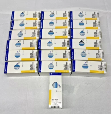 LOT OF 475 Blue Metal Detectable Bandages 1x3" Strips Fabric (19 Packs of 25) - Image 1 of 3