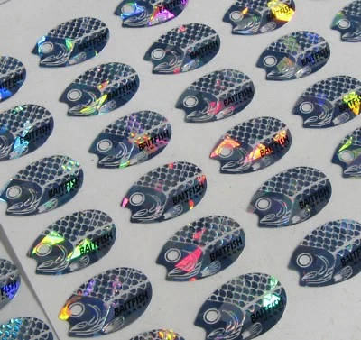 Holographic Baitfish Replacement Spinner Blade Decals Size 1-2 D6 - Image 1 of 3
