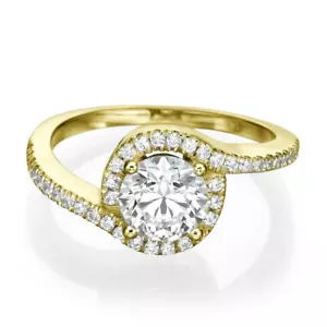 0.80CT Original Corte Redondo Diamante Compromiso Ring 18K Oro Amarillo H/SI2 - Imagen 1 de 7