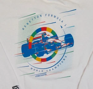 United Colors of Benetton Formula 1 Racing Team Sweatshirt Size XL White Vintage - Picture 1 of 13