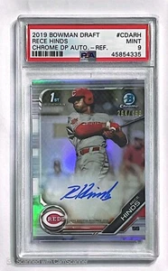 2019 Rece Hinds /499 Bowman Draft Chrome 1st Bowman Refractor Auto CDA-RH PSA 9 - Picture 1 of 2