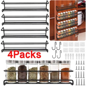 4 Packs Spice Rack Organizer Wall Mount Hanging Shelves Holder for Kitchen Door - Picture 1 of 14