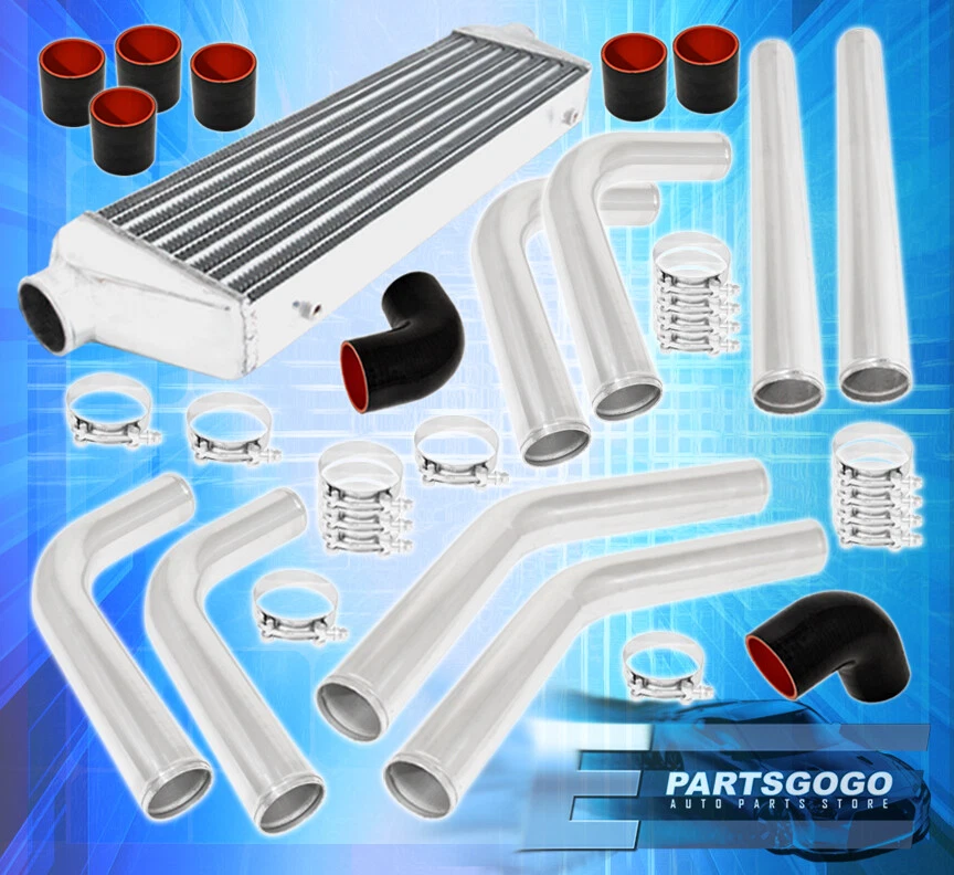 8Pcs Mandrel Bent Piping Pipe Kit Black+ Fmic Front Mount Aluminum Intercooler Foto 1 de 1