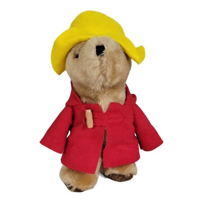 Eden Paddington Teddy Bear Macys Plush Yelloe Hat Red Coat Hood 9" 1981 - Image 1 of 4