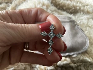 Schöner Kreuz Anhänger Himmelblautopas Sterlingsilber Echt Edelsteine Schmuck NEU - Bild 1 von 4
