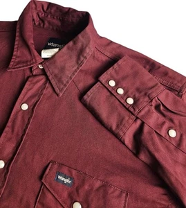 De Colección Años 90 Wrangler BrushPopper Hombres XL Camisa Occidental Granate Perla Snap Vaquero Rodeo - Imagen 1 de 14