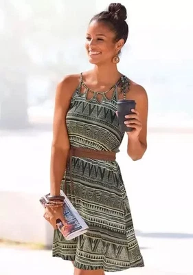 BEACHTIME Jerseykleid mit Alloverdruck und Cut-Outs am Ausschnitt Damen - Gr. 42 - Bild 1 von 4