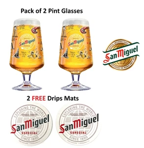 2x San Miguel Spain Cities & Culture 2024 One Pint 20oz Beer Glass New CE M24 - Picture 1 of 11