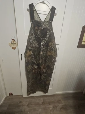 Mossy Oak Field Staff Mens Bib Overalls Size 46 Camo Hunting Vintage 27" Inseam  - Image 1 of 4