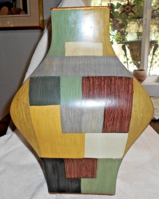 Abstract Geometric Metal Vase - Image 1 of 3