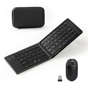 Foldable Keyboard and Mouse, 2.4G Wireless+Dual Bluetooth5.0 Folding Keyboard... - Picture 1 of 7