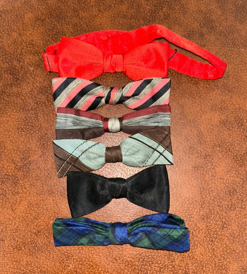 Винтажный галстук-бабочка коллекции лот из 6-Ormond NYC/Beau зажим/королевский узор/твердый - Изображение 1 из 1