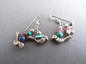 PENDIENTES PIERCE COLGANTES VINTAGE CAROLYN POLLACK SUROESTE PÁJARO ESTERLINA FETICHE - Imagen 1 de 4