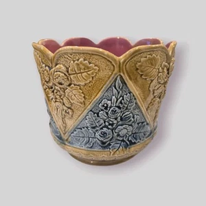 Vintage Art Nouveau Styled Earthernware Scalloped Embossed Planter - Picture 1 of 11