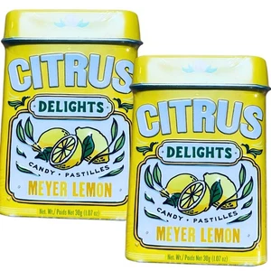 Pastillas de caramelo de limón Meyer Citrus Delights (2 latas) sabor a limón dulce y picante - Imagen 1 de 2