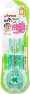 Pigeon 婴儿牙刷 Lesson Stage 3 适用于 12 个月及以上日本绿色 — 第 1/4 张图片