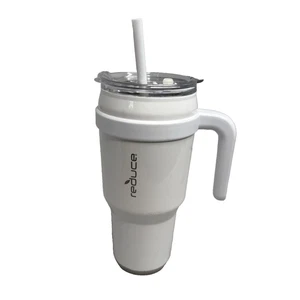 Taza de viaje Reducir 40 oz aislada al vacío acero inoxidable mango blanco base de goma - Imagen 1 de 15