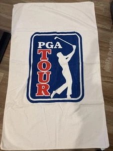 PGA Tour Vintage weiß Strand Badetuch Golf offen Logo blau rot dick groß - Bild 1 von 4