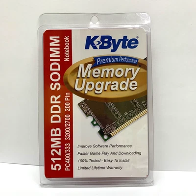 KByte 512MB DDR SODimm Notebook Memory Pc400/33 3200/2700 200 Pin - Image 1 of 3